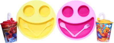 

Zasmina macdonal plate & cup - plactick(Pink, Yellow)