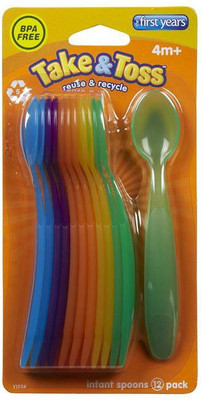 

KC The First Years Take & Toss 12 Infant Spoons (4m+) (Y1234) - Food Grade Plastic, Silicone(Multicolor)