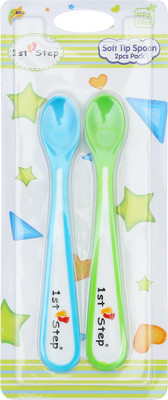 

1st Step Soft Tip Spoon (2 pcs Pack) - Food Grade Plastic(Blue, Green)