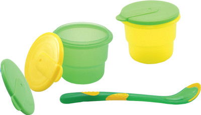 

Nuby Storage Bowl with Feeding Spoon - Polypropylene(Green, Yellow)