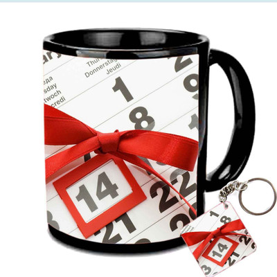 

Raj Laxmi 14th feb keyring valentine black Ceramic Mug(350 ml)