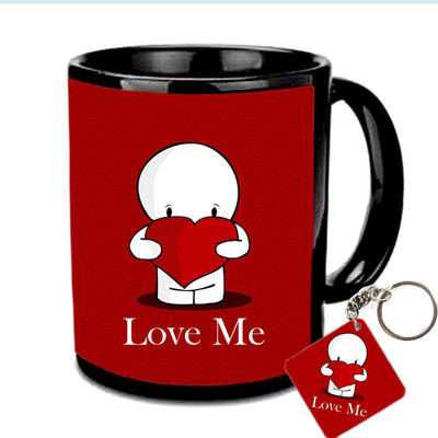 

Raj Laxmi love me keyring valentine black Ceramic Mug(350 ml)