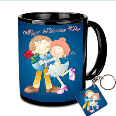 

Raj Laxmi hugging couple keyring black Ceramic Mug(350 ml)