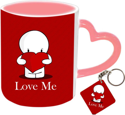 

Raj Laxmi love my keyring pink handle valentine Ceramic Mug(350 ml)