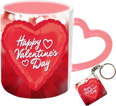 

Raj Laxmi Big heart keyring keyring pink handle valentine Ceramic Mug(350 ml)
