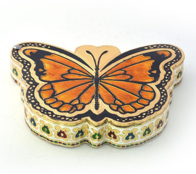 

Shree Sai Handicraft Antique Gift Golden Butterfly Shape Meenakari Work Dryfruit Box Wooden Decorative Platter(Gold)