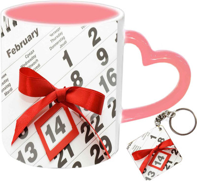 

Raj Laxmi 14th feb love keyring pink handle valentine Ceramic Mug(350 ml)