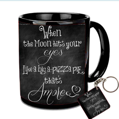

Raj Laxmi Love qoutes valentine keyring black Ceramic Mug(350 ml)