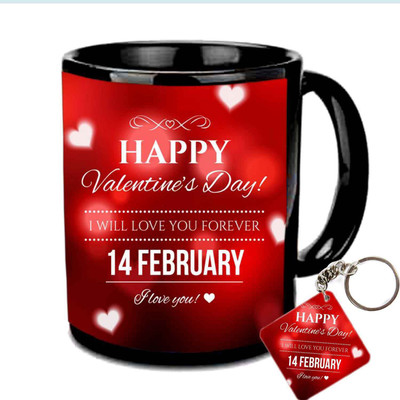 

Raj Laxmi 14th feb valentine keyring black Ceramic Mug(350 ml)