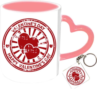 

Raj Laxmi heart wheel keyring pink handle valentine Ceramic Mug(350 ml)