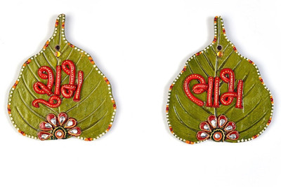 

Shree Sai Handicraft Traditional Designer Paan Shape Shubh Labh Door Hanging Decorative Showpiece - 5 cm(Wooden, Multicolor)