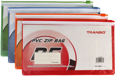

TRANBO PVC Zip Bag for Documents,Cosmetics, Papers and Stationery Items, B5 Size(Set Of 4, Multicolor)