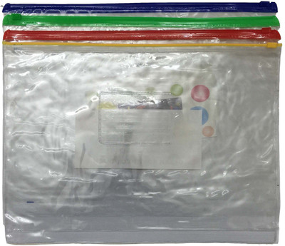 BZI Polymer Transparent Zip lock document bag Set of 4(Set Of 4, Transparent) available at flipkart for Rs.240