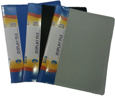 

Suns Plastic Display Book - 60 Pocket(Set Of 3, Blue, Black, Grey)