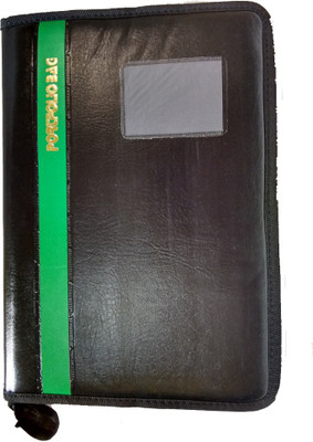 

Aahum Sales Faux Leather Portfolio Document File Folder With Green Bold Line(Set Of 1, Black)
