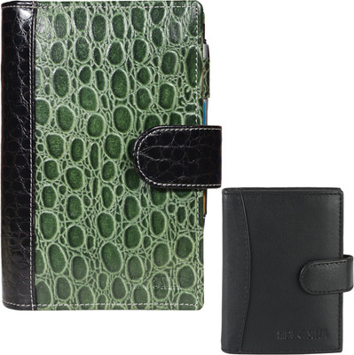 

hide and sleek Leather Folder(Set Of 2, Green)