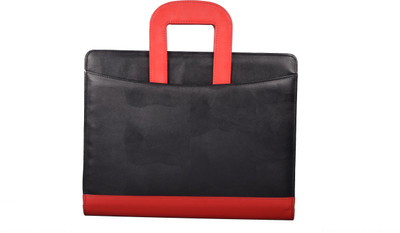

COI Leatherite Briefcase Conference Folder / Document Folder(Set Of 1, Black, Red)