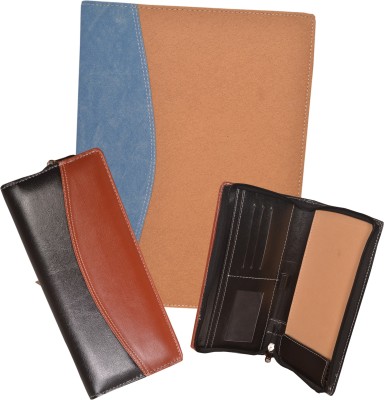 kittu Faux leather File folder(Set Of 1, Blue, Brown)
