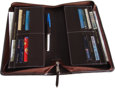 SAW LEATHER GOODS Leatherette Cheque Book Holder(Set Of 1, Brown)