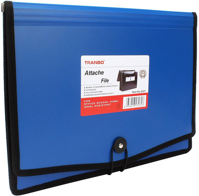 

TRANBO Polypropylene Expanding File Folder A4/Letter Size (Blue)(Set Of 1, Blue, Black)