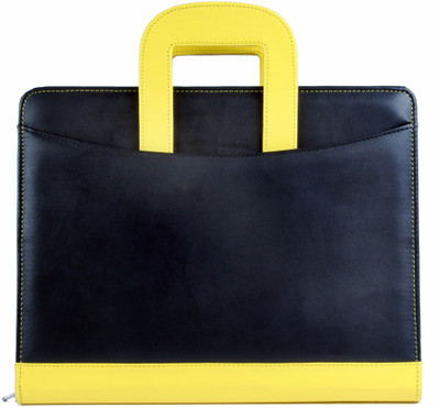 

COI Leatherite Briefcase Conference Folder / Document Folder(Set Of 1, Black, Yellow)