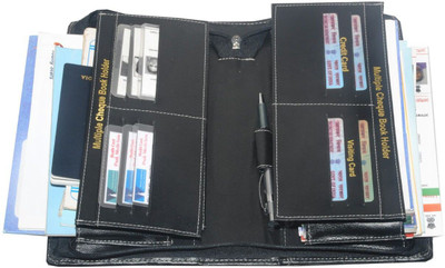 

statiO Faux Leather Expanding Cheque Book Holder / Travelling Document Bag(Set Of 1, Black)