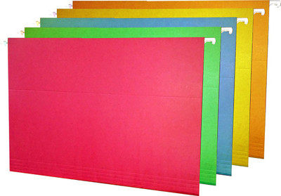 

SKA 390 GSM Paper Card Stock Hanging File Folder(Set Of 20, Red, Green, Blue, Yellow, Orange)