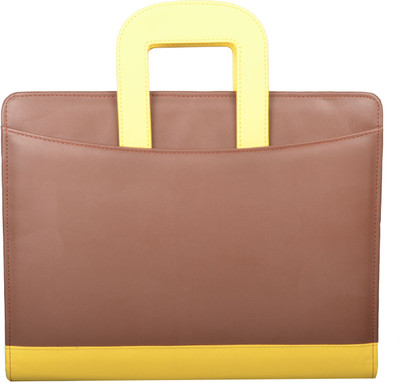 

COI Leatherite Breifcase Conference Folder(Set Of 1, Brown, Yellow)
