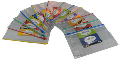 Y.E.S PVC Transparent Mini Zipper Pouch(Set Of 12, Red, Green, Blue, Yellow)