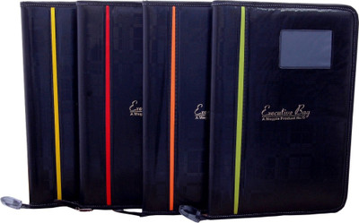 MAGPIE Faux Leather Multiple Strips File Folder (Set of 4)(Set Of 4, Black)