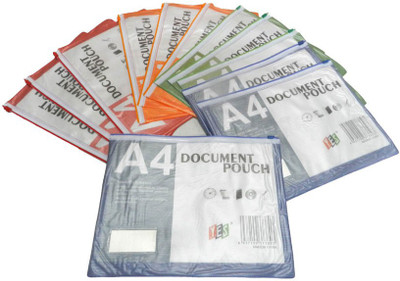 

Y.E.S PVC Document Zipper Pouch(Set Of 12, Red, Green, Blue, Orange)