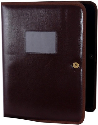 

Aahum Sales Faux Leather File Folder with Magnetic Button Tan color(Set Of 1, Brown)