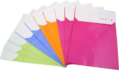 

Enveear Myclear Bag Series Plastic Polypropylene Button Bags(Set Of 10, Parrot Green, U.Orange, Dark Red, Blue)