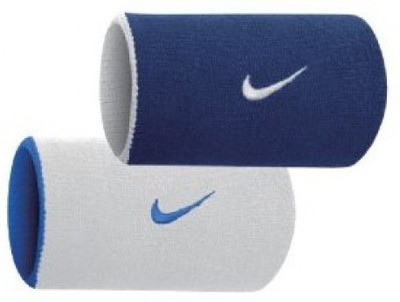 

Nike DRI-FIT HOME & AWAY DOUBLEWIDE WRISTBAND Fitness Band(Blue), Blue/white
