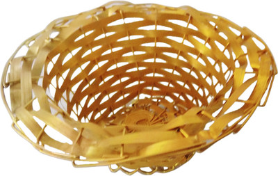 

Stonic Round_Shape_7 Bamboo Flower Basket without Artificial Flower & Plant(W: 15 cm x H: 6 cm x D: 5 cm)