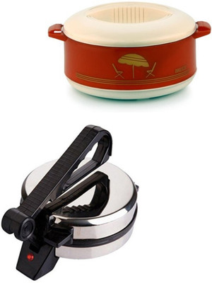 ECO SHOPEE COMBO OF NATIONAL ROTI MAKER WITH CASSEROLE Roti/Khakhra Maker(Silver)