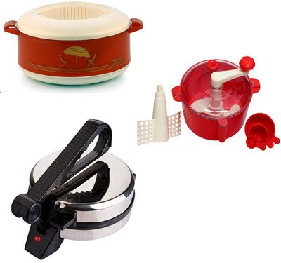 

ECO SHOPEE COMBO OF EAGLE ROTI MAKER, CASSEROLE AND DOUGH MAKER Roti/Khakhra Maker(Silver)