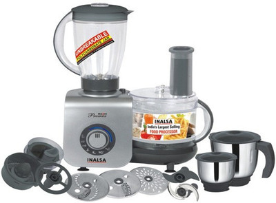 Inalsa Maxie Premia 800 W Food Processor(Grey PU Spray Painted)