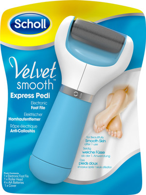 Scholl Express Pedi Velvet Smooth Electronic Foot File Massager(Blue, White)