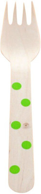 

Funcart Polka Dot Cutlery Utensil Disposable Wood Dessert Fork Set(Pack of 10)