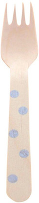 

Funcart Polka Dot Cutlery Utensil Disposable Wood Dessert Fork Set(Pack of 10)