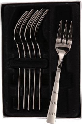 

Mullich Castle Silver Stainless Steel Dessert Fork Set(Pack of 6)