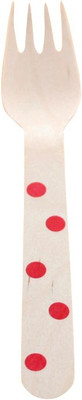 

Funcart Polka Dot Cutlery Utensil Disposable Wood Dessert Fork Set(Pack of 10)