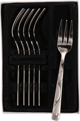 

Mullich Berlin Silver Stainless Steel Dessert Fork Set(Pack of 6)
