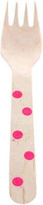 

Funcart Polka Dot Cutlery Utensil Disposable Wood Dessert Fork Set(Pack of 10)