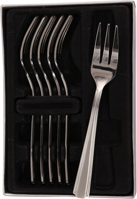 

Mullich Aerigo Silver Stainless Steel Dessert Fork Set(Pack of 6)