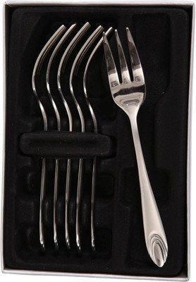 

Mullich Cairo Silver Stainless Steel Dessert Fork Set(Pack of 6)