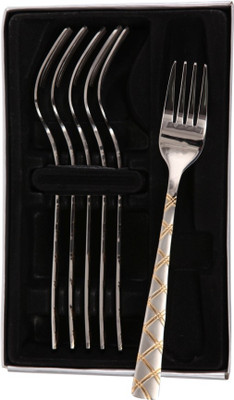 

Mullich Milano Gold Stainless Steel Table Fork Set(Pack of 6)