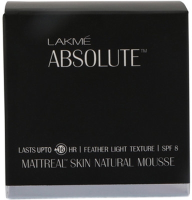 

Lakme Absolute SPF 8 Mattreal Skin Natural Mousse Foundation(Golden Medium 03, 25 g)