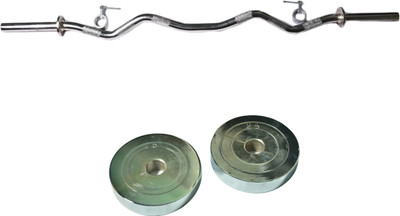 

Royal 2.5kg_2pc_Chrome_Silver_Plates+3ft_1pc_Curve_rod_withlock Silver Bar & Plate Combo(6 kg)